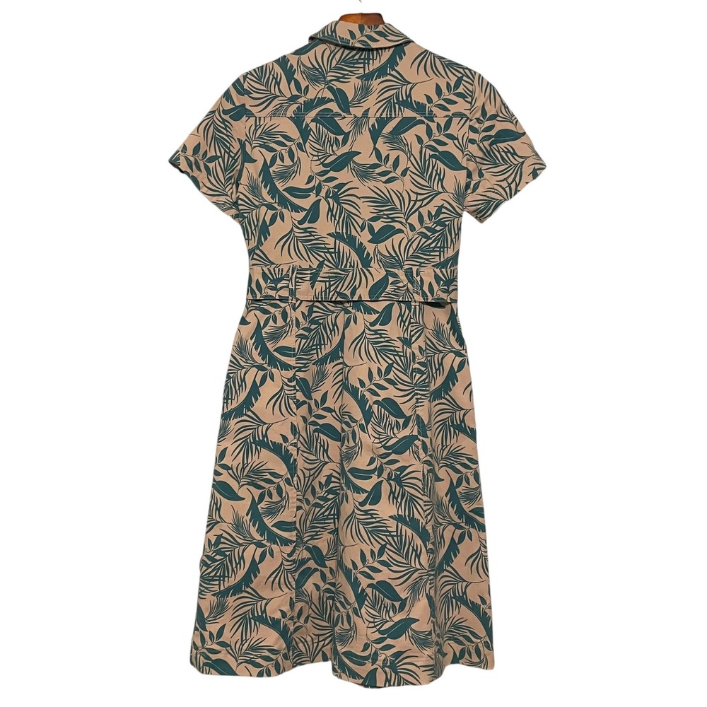 Boden Tropical Shirt Dress Midi Size 4 Floral Button Front Belt Safari Cruise - Picture 5 of 6
